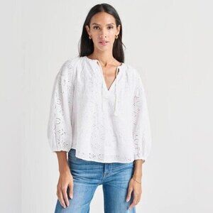 Splendid Taylor Shirt White Eyelet Lace Boho Beach Cotton Peasant Style